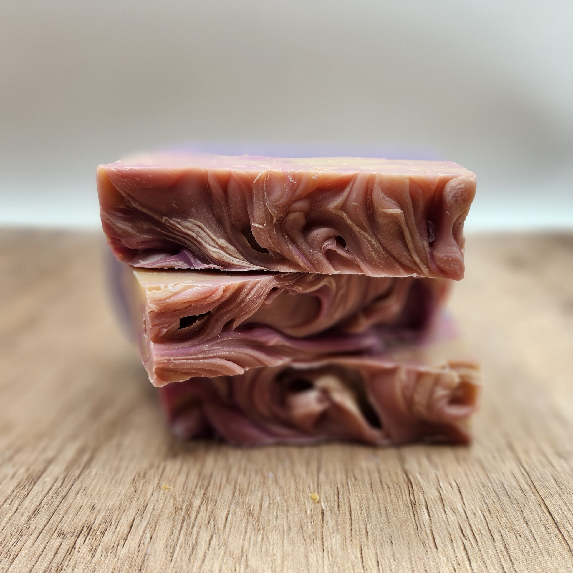 view of the Lilac Blossom goat milk soap top