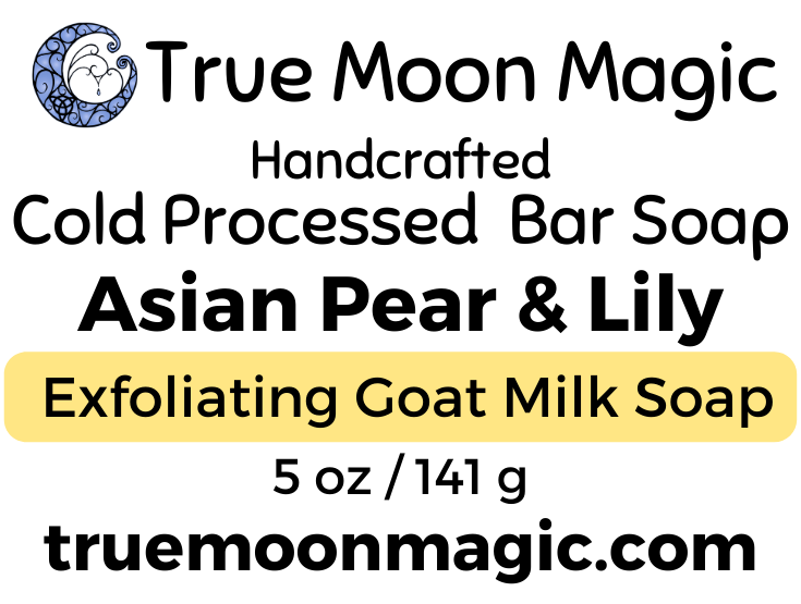 front label of Asian Pear & Lily Goat Milk Soap